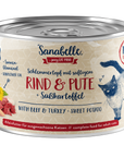 Artikel mit dem Namen Sanabelle Nassfutter mit Rind & Pute im Shop von zoo.de , dem Onlineshop für nachhaltiges Hundefutter und Katzenfutter.