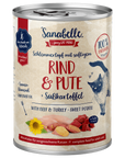 Artikel mit dem Namen Sanabelle Nassfutter mit Rind & Pute im Shop von zoo.de , dem Onlineshop für nachhaltiges Hundefutter und Katzenfutter.