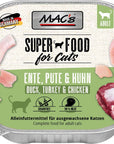 Artikel mit dem Namen MAC's Cat Ente, Pute & Huhn im Shop von zoo.de , dem Onlineshop für nachhaltiges Hundefutter und Katzenfutter.