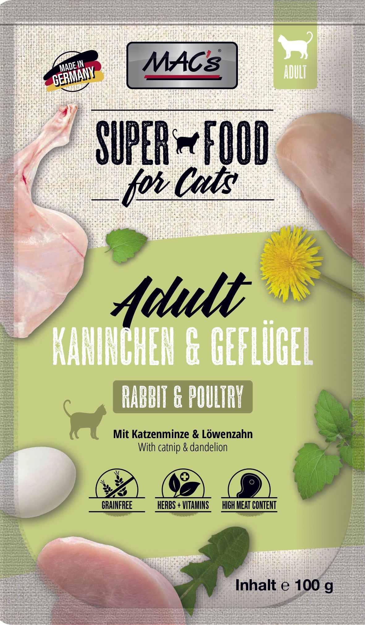 Artikel mit dem Namen MAC's Cat Kaninchen & Geflügel im Shop von zoo.de , dem Onlineshop für nachhaltiges Hundefutter und Katzenfutter.