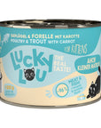 Artikel mit dem Namen Lucky Lou Lifestage Kitten Geflügel + Forelle im Shop von zoo.de , dem Onlineshop für nachhaltiges Hundefutter und Katzenfutter.