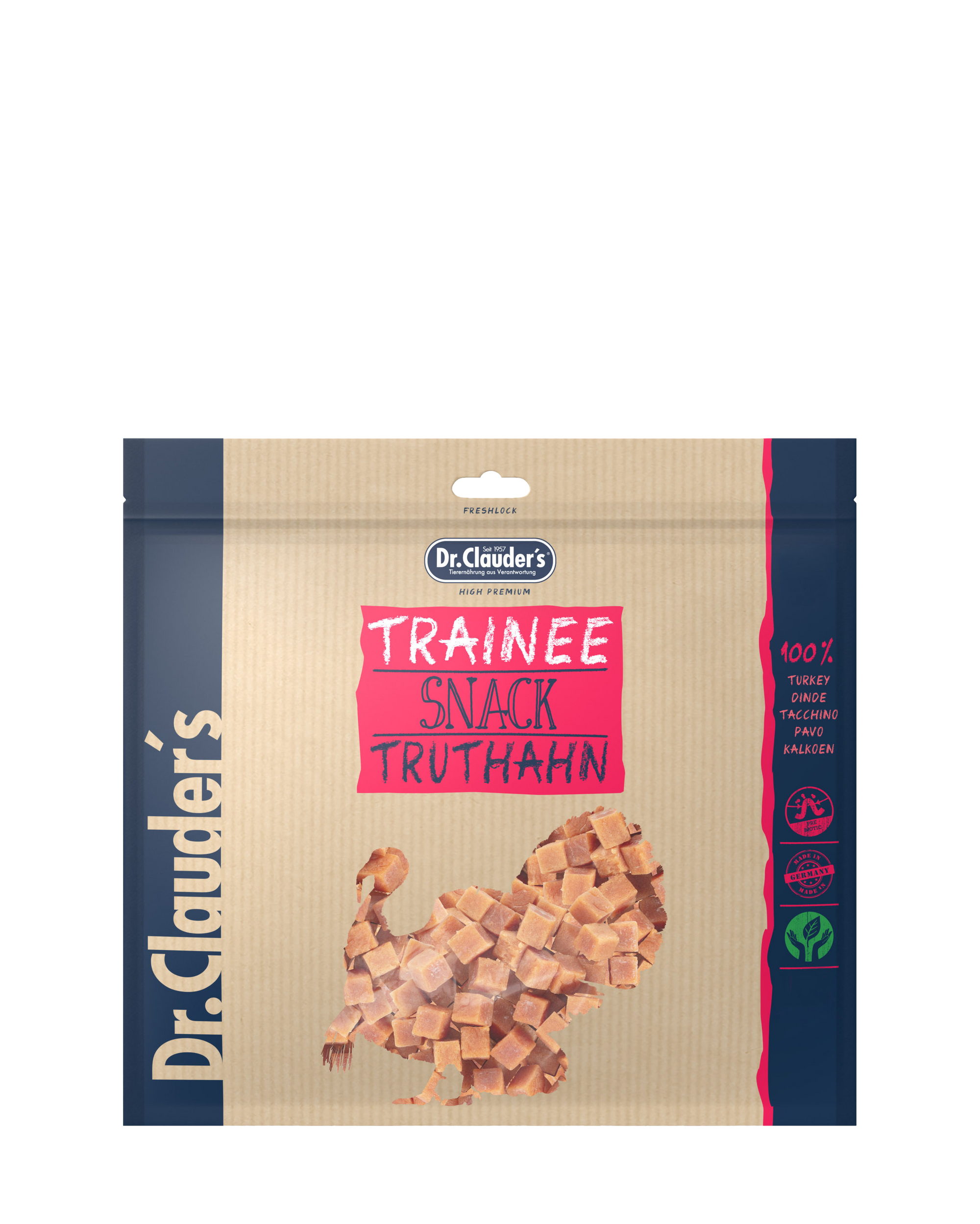 Artikel mit dem Namen Dr.Clauder's Dog Snack Trainee Truthahnfleisch im Shop von zoo.de , dem Onlineshop für nachhaltiges Hundefutter und Katzenfutter.