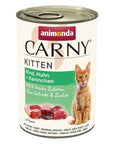 Artikel mit dem Namen Animonda Cat Carny Kitten Rind, Huhn + Kaninchen im Shop von zoo.de , dem Onlineshop für nachhaltiges Hundefutter und Katzenfutter.