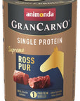 Artikel mit dem Namen Animonda Dog GranCarno Adult Ross pur im Shop von zoo.de , dem Onlineshop für nachhaltiges Hundefutter und Katzenfutter.