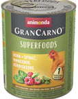Artikel mit dem Namen Animonda Dog GranCarno Adult Superfood Huhn + Spinat im Shop von zoo.de , dem Onlineshop für nachhaltiges Hundefutter und Katzenfutter.