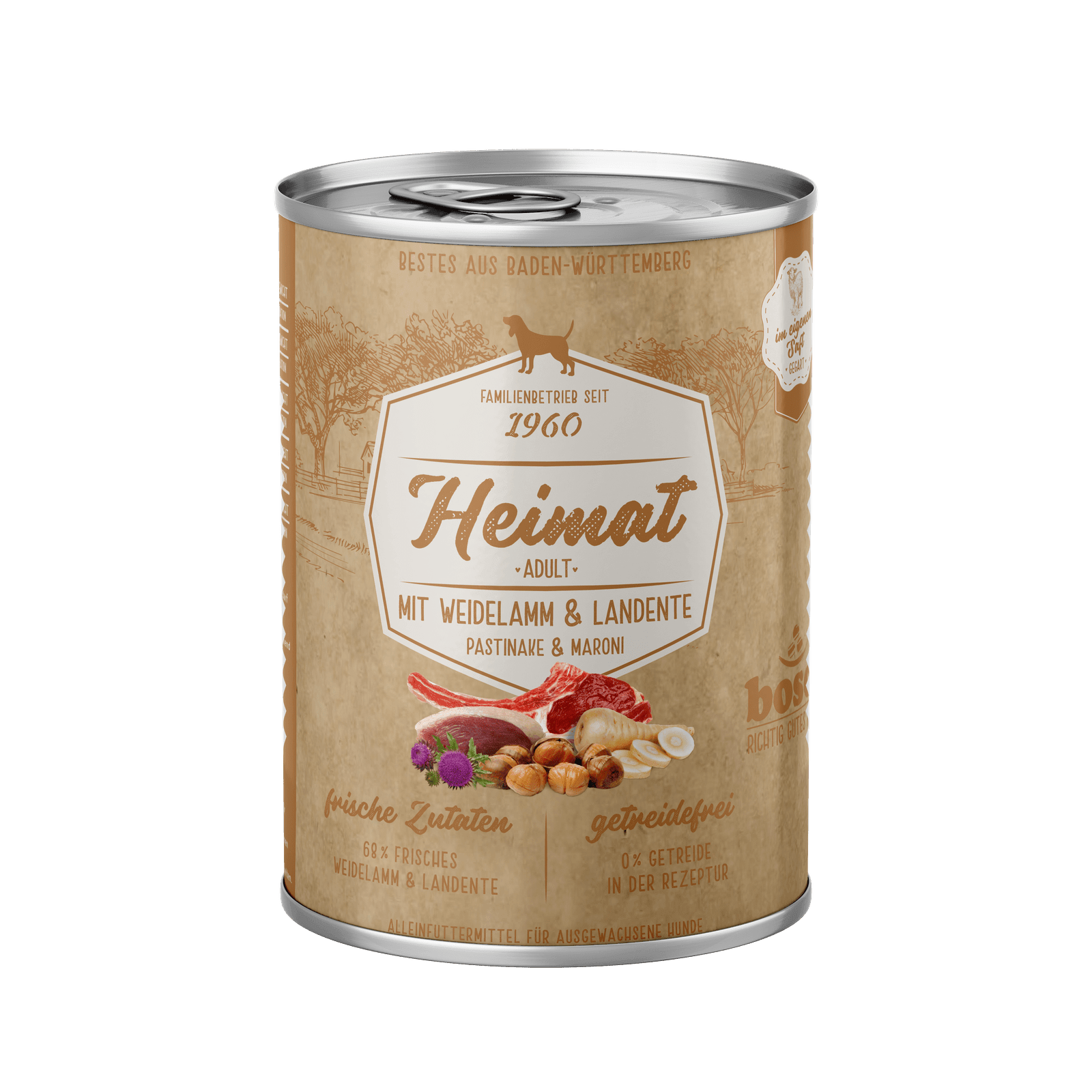 Bosch Dog Heimat Nassfutter Adult Weidelamm+Landente – zoo.de