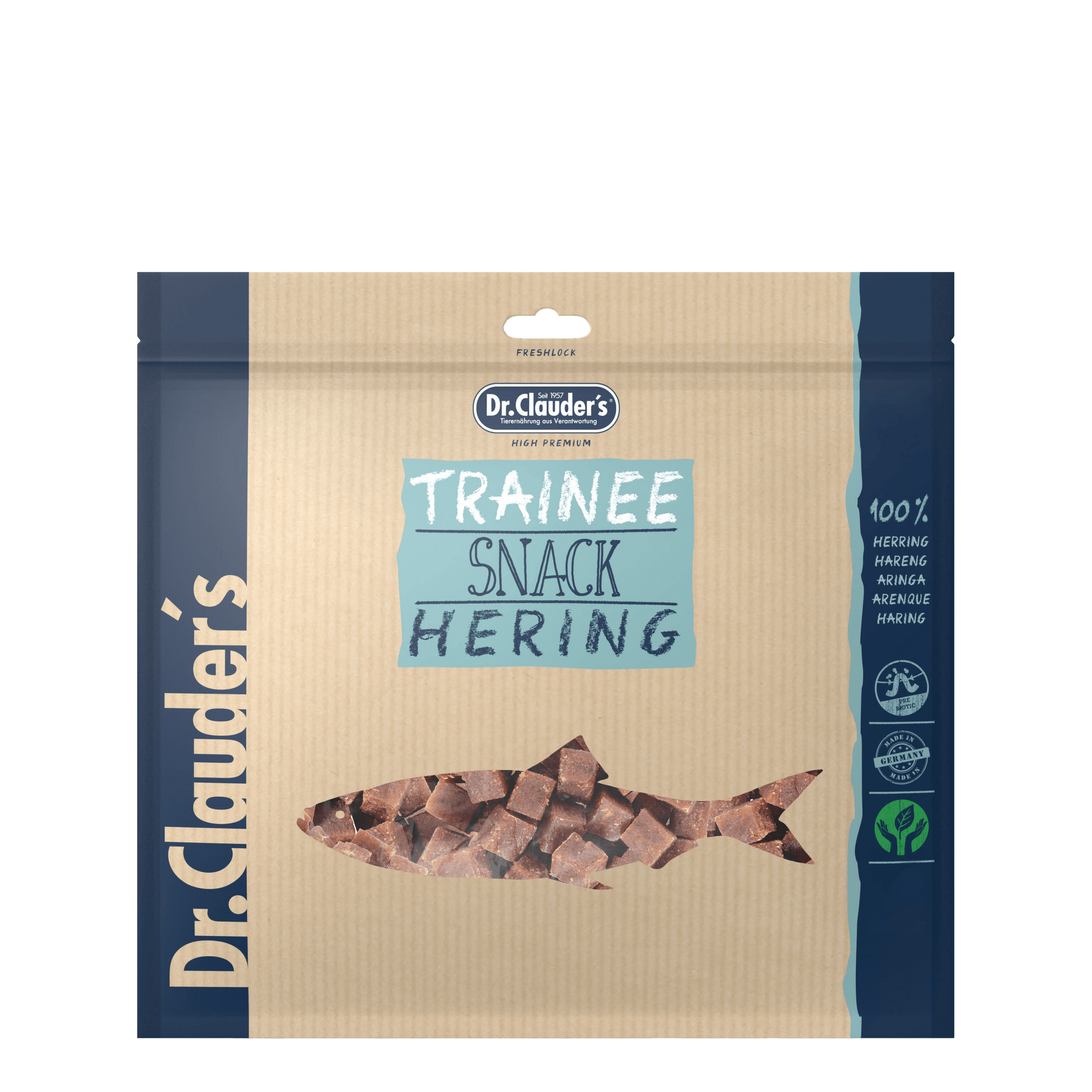 Artikel mit dem Namen Dr.Clauder's Dog Snack Trainee Hering im Shop von zoo.de , dem Onlineshop für nachhaltiges Hundefutter und Katzenfutter.