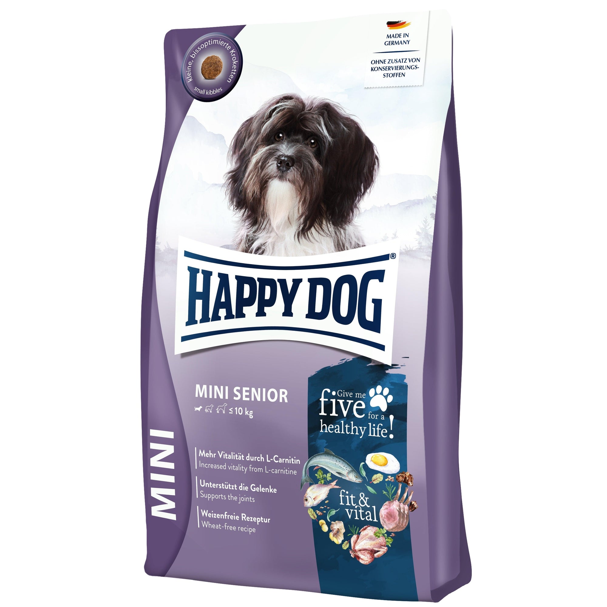 Artikel mit dem Namen Happy Dog fit & vital Mini Senior im Shop von zoo.de , dem Onlineshop für nachhaltiges Hundefutter und Katzenfutter.