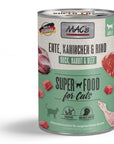 Artikel mit dem Namen MAC's Cat Ente, Kaninchen & Rind im Shop von zoo.de , dem Onlineshop für nachhaltiges Hundefutter und Katzenfutter.