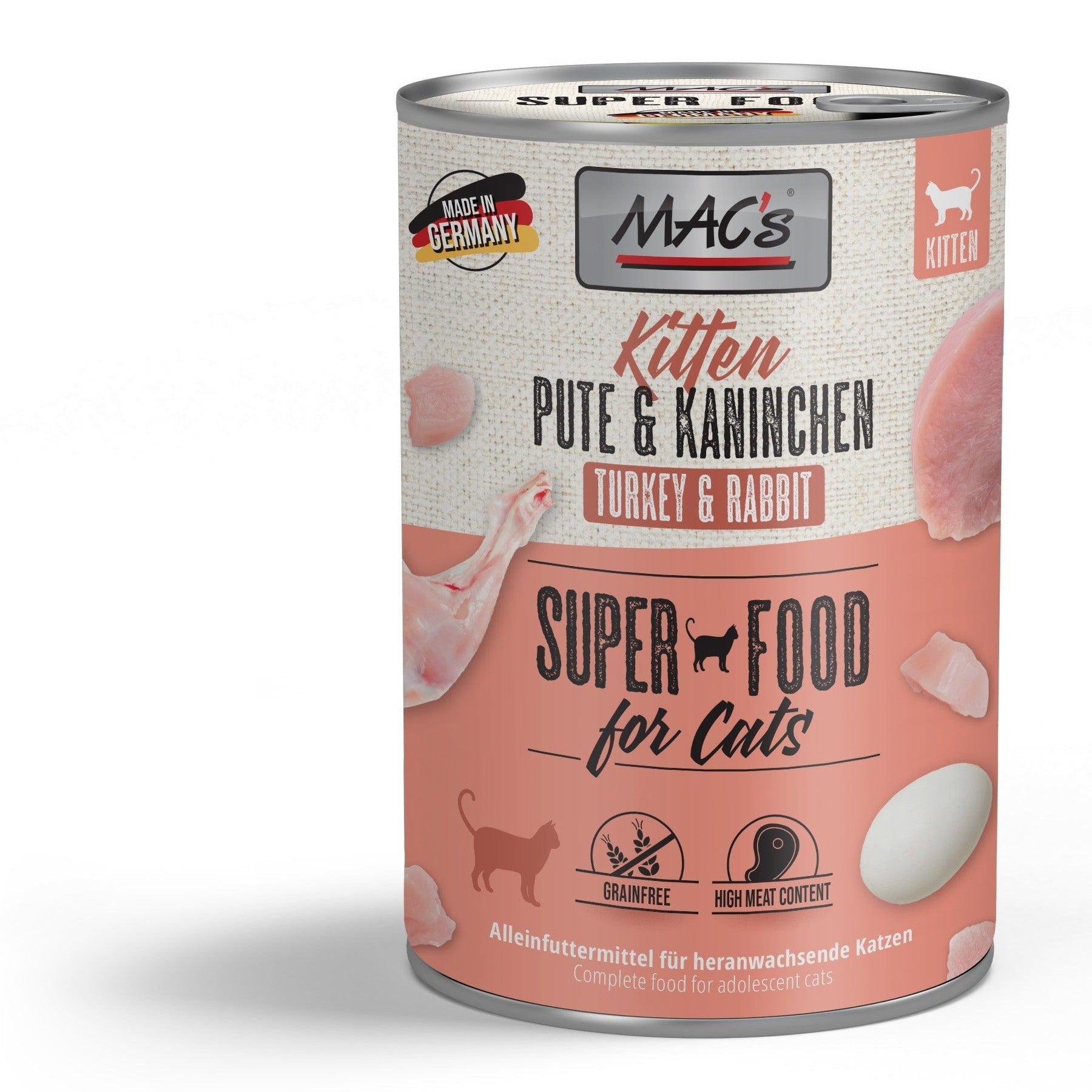MAC's Cat Kitten Pute & Kaninchen – Nassfutter getreidefrei – zoo.de