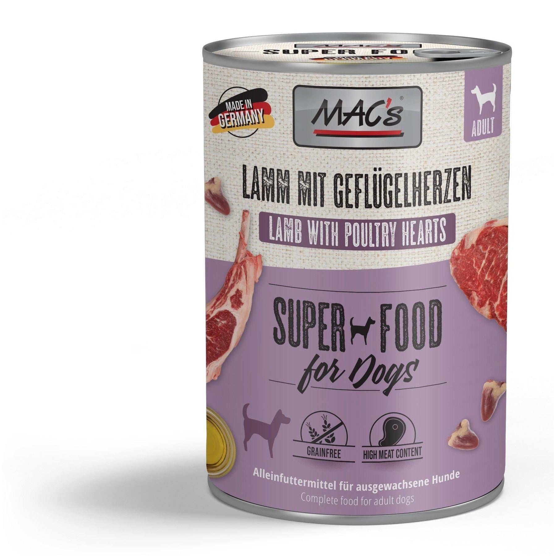 MAC's Dog Lamm & Geflügelherzen – Nassfutter getreidefrei – zoo.de