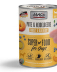 Artikel mit dem Namen MAC's Dog Pute & Heidelbeere im Shop von zoo.de , dem Onlineshop für nachhaltiges Hundefutter und Katzenfutter.
