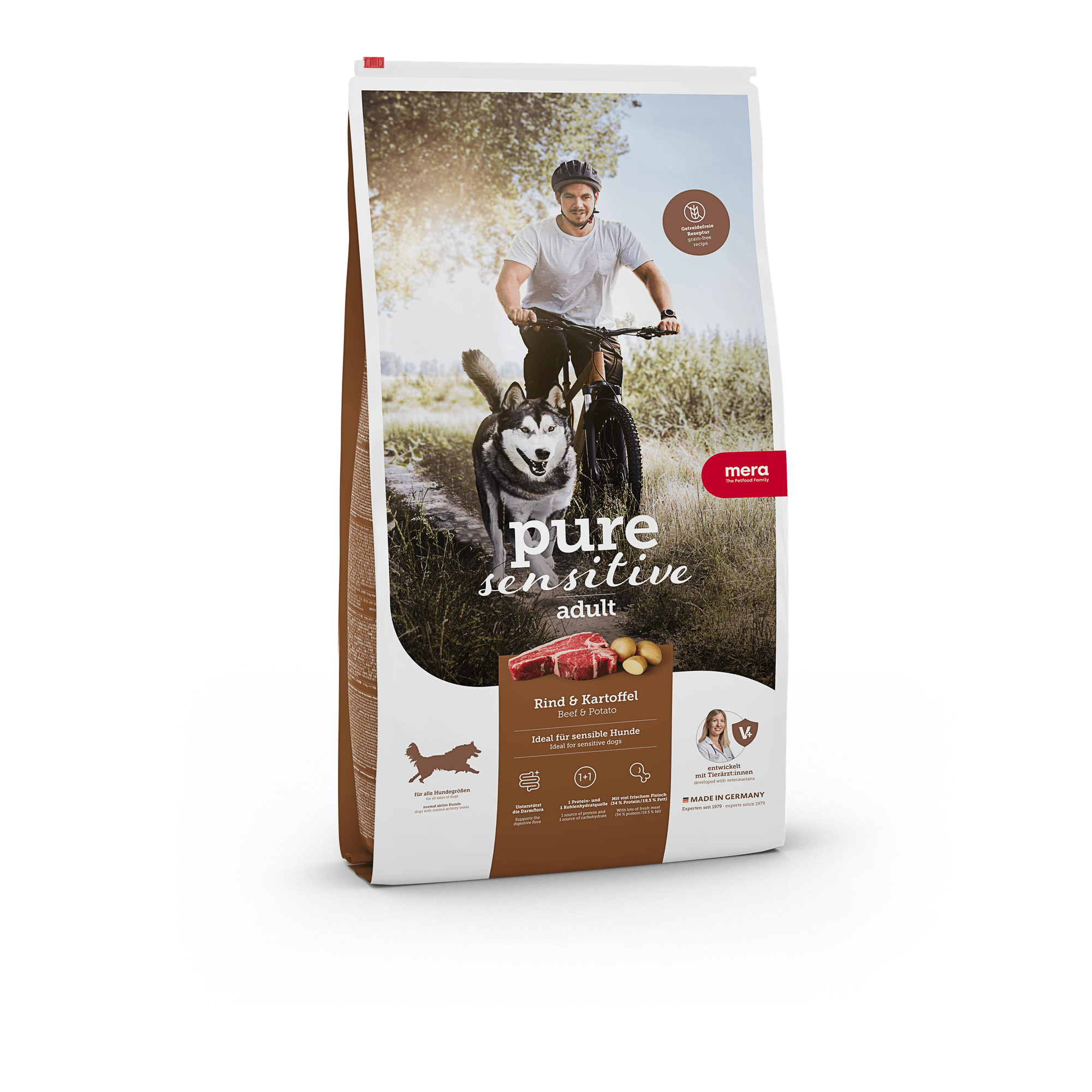 Artikel mit dem Namen Mera Dog Pure FM Rind & Kartoffel im Shop von zoo.de , dem Onlineshop für nachhaltiges Hundefutter und Katzenfutter.