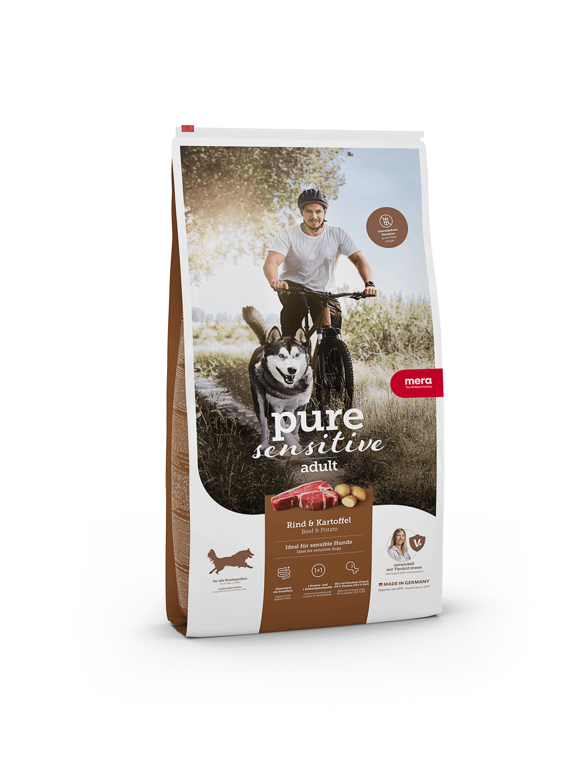 Artikel mit dem Namen Mera Dog Pure FM Rind & Kartoffel im Shop von zoo.de , dem Onlineshop für nachhaltiges Hundefutter und Katzenfutter.