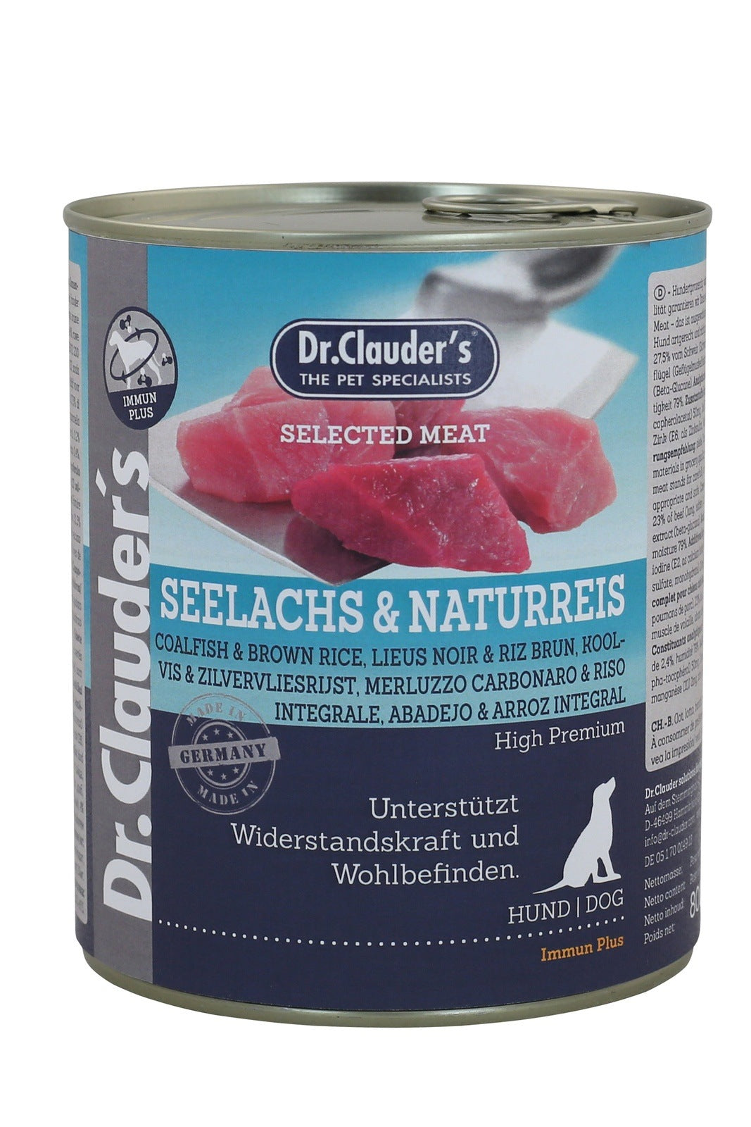 Artikel mit dem Namen Dr.Clauder's Selected Meat Seelachs+Reis im Shop von zoo.de , dem Onlineshop für nachhaltiges Hundefutter und Katzenfutter.