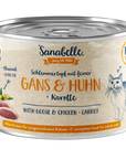 Artikel mit dem Namen Sanabelle Schlemmertopf Gans & Huhn im Shop von zoo.de , dem Onlineshop für nachhaltiges Hundefutter und Katzenfutter.