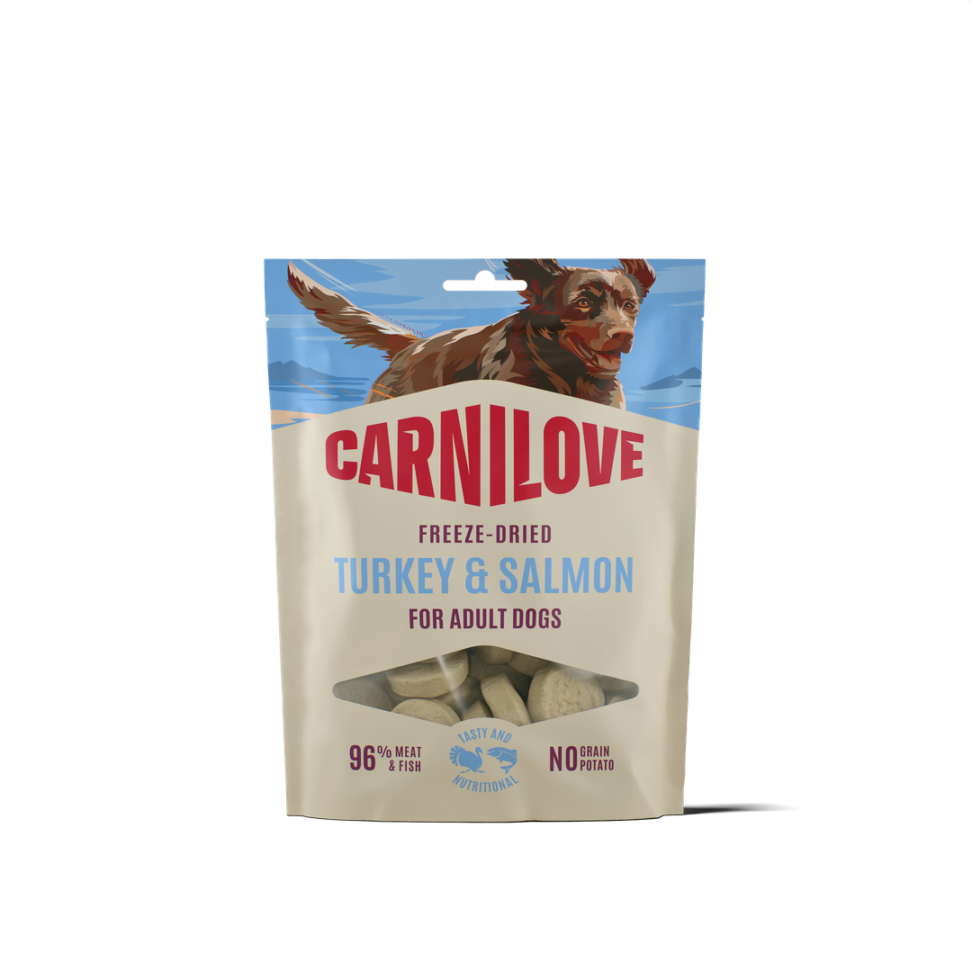 Carnilove Freeze-Dried Pute und Lachs Snack für Hunde, 60-g-Beutel
