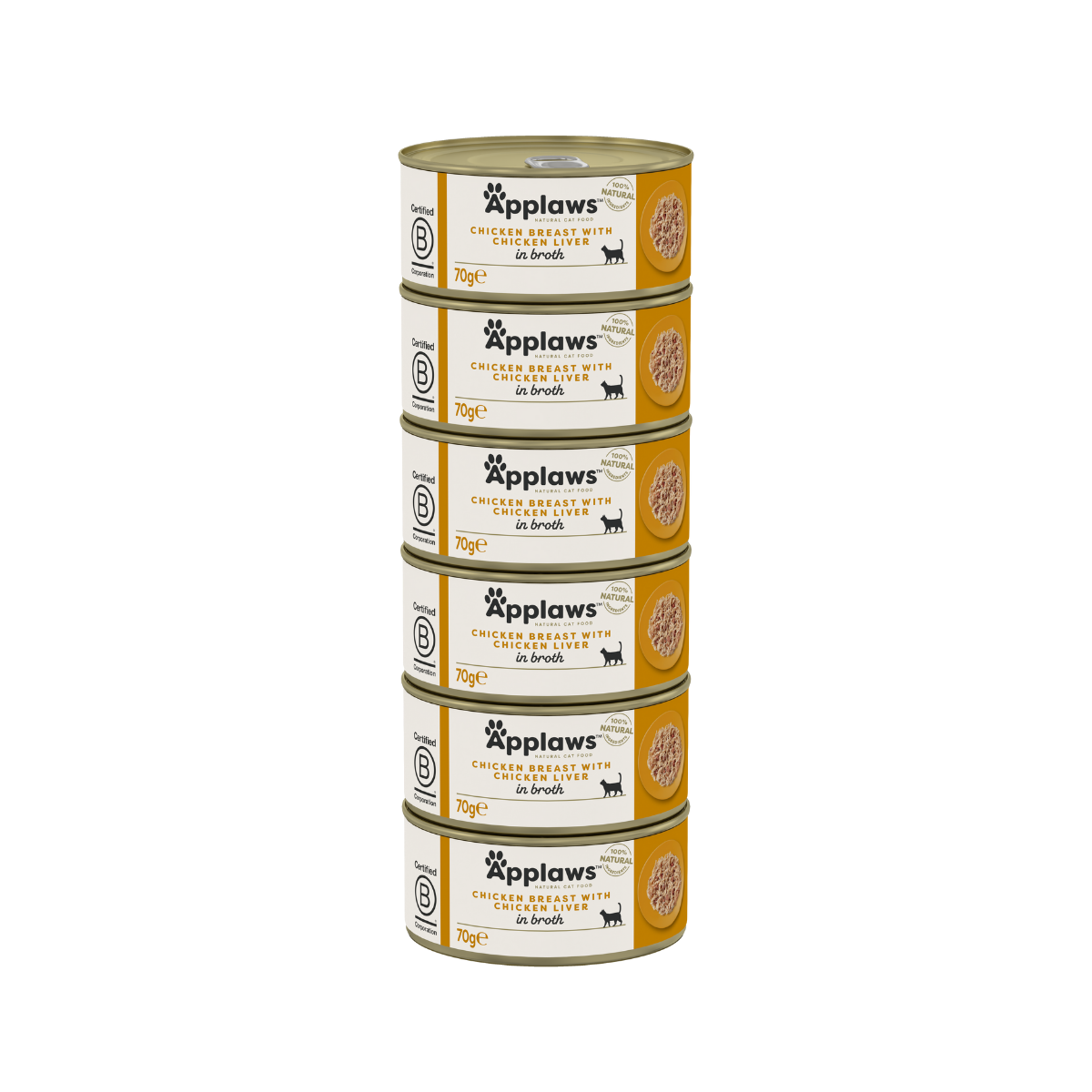 Applaws Katze Huhn &amp; Hühnerleber – 6 x 70 g