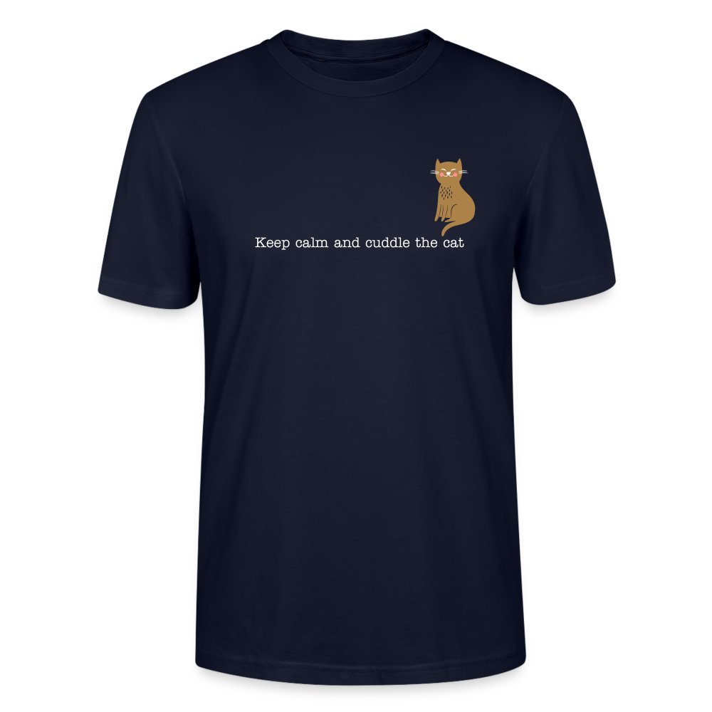 "Keep calm and cuddle the cat" | Männer Bio-T-Shirt - Navy