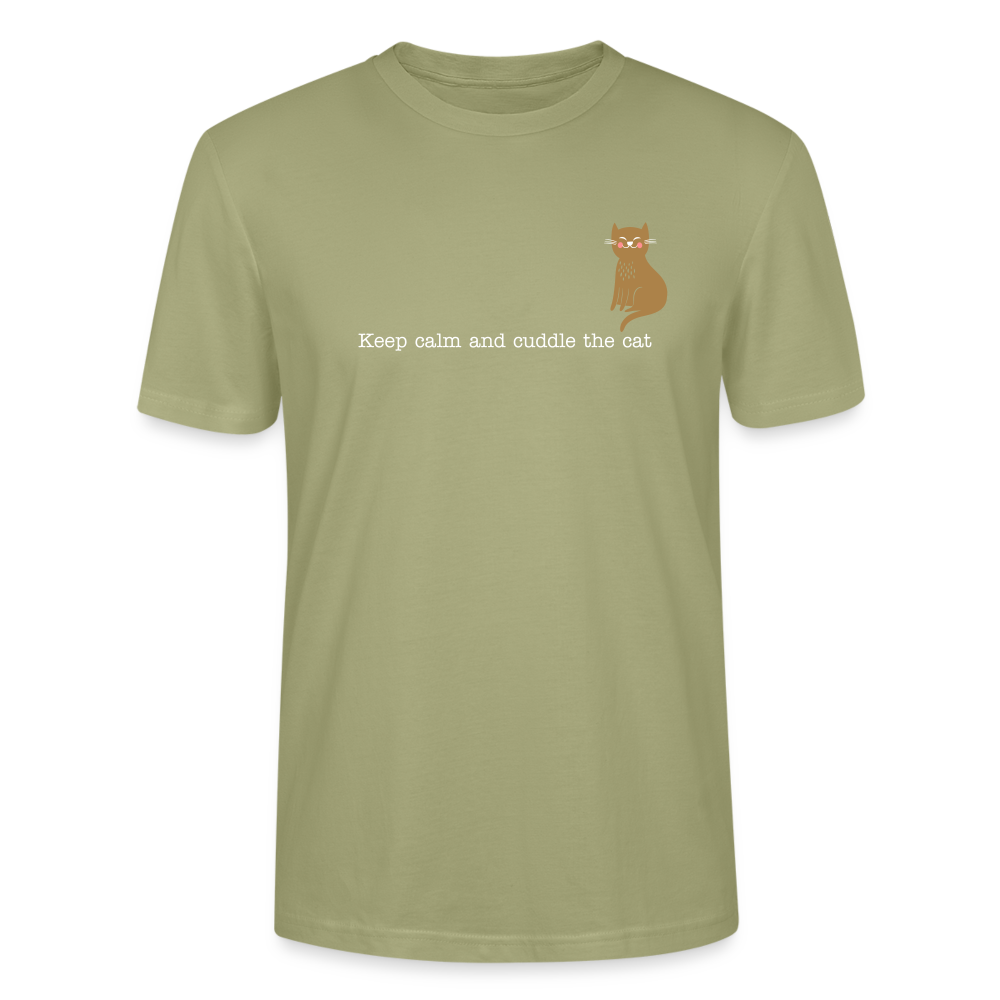 "Keep calm and cuddle the cat" | Männer Bio-T-Shirt - Nebelgrün