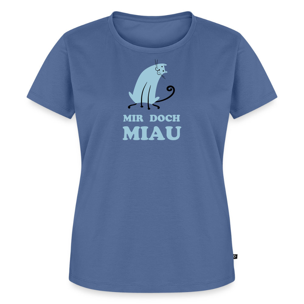 "Mir doch Miau" | Frauen Bio-T-Shirt mit Rundhals-Ausschnitt - Taubenblau