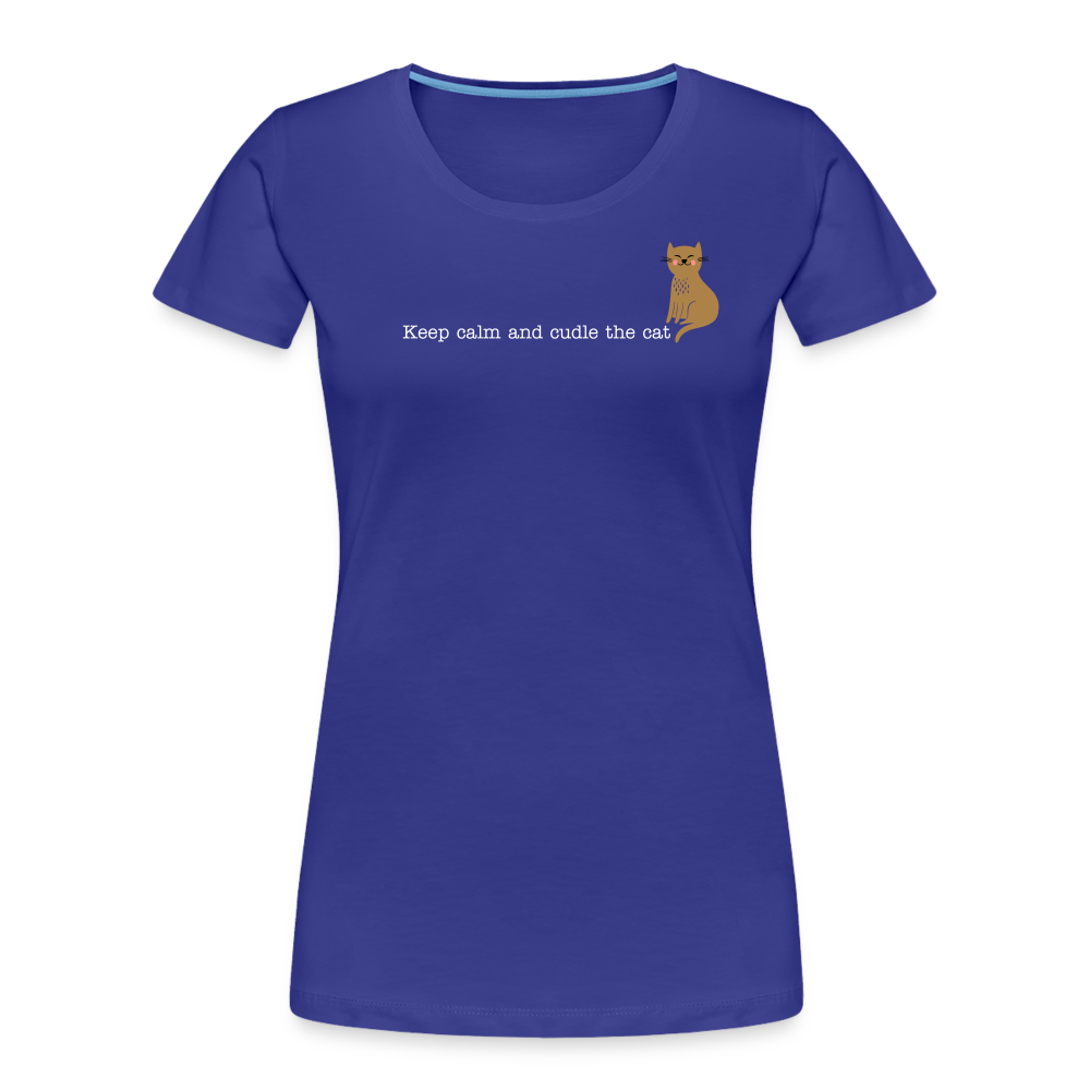 "Keep calm and cuddle the cat" | Frauen Bio-T-Shirt - Königsblau