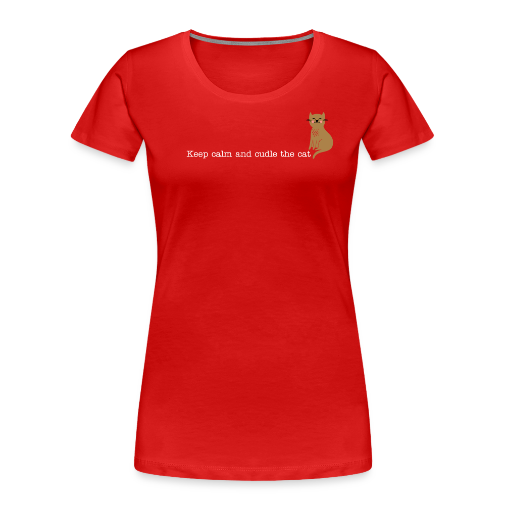 "Keep calm and cuddle the cat" | Frauen Bio-T-Shirt - Rot