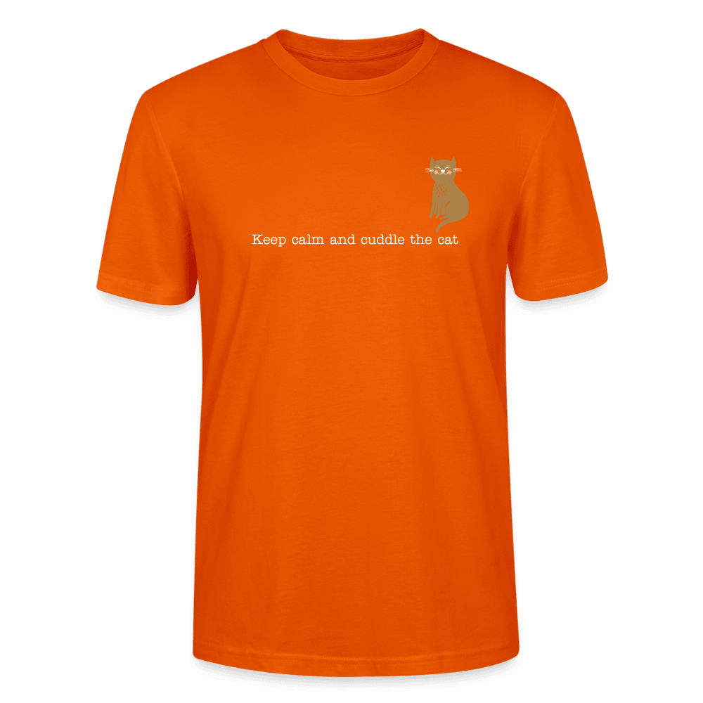 &quot;Keep calm and cuddle the cat&quot; | Männer Bio-T-Shirt - Tieforange