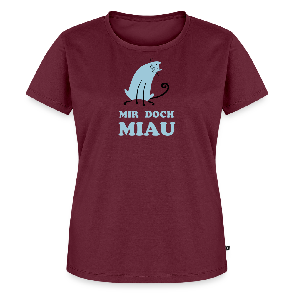 "Mir doch Miau" | Frauen Bio-T-Shirt mit Rundhals-Ausschnitt - Burgunderrot