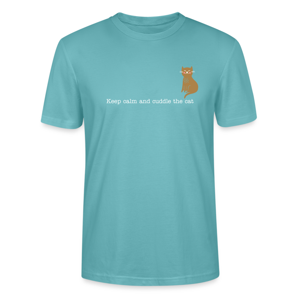 "Keep calm and cuddle the cat" | Männer Bio-T-Shirt - Pastelltürkis