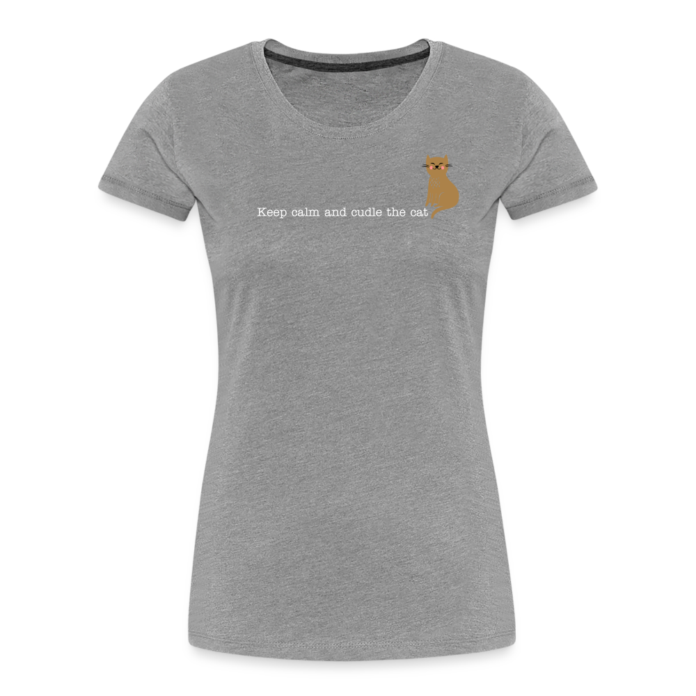 "Keep calm and cuddle the cat" | Frauen Bio-T-Shirt - Grau meliert