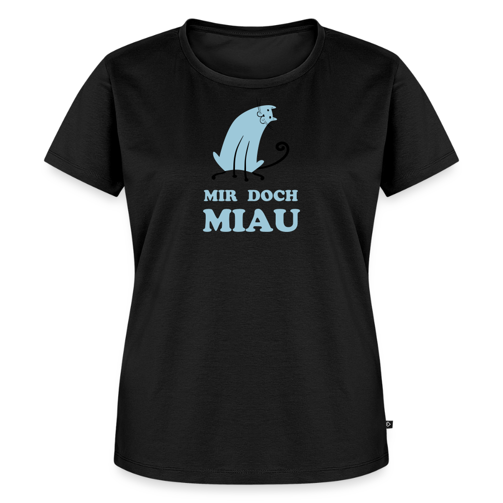 "Mir doch Miau" | Frauen Bio-T-Shirt mit Rundhals-Ausschnitt - Schwarz