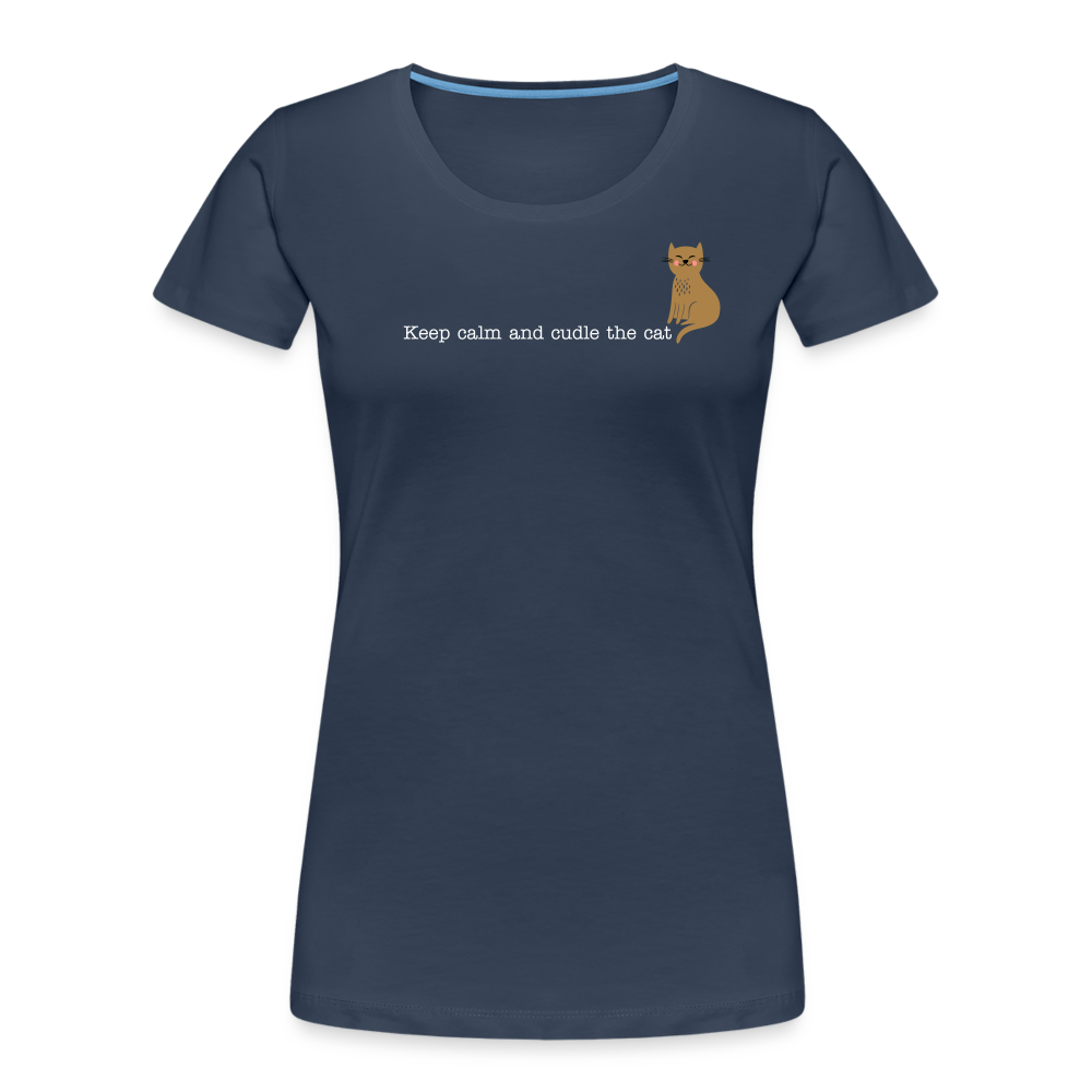 "Keep calm and cuddle the cat" | Frauen Bio-T-Shirt - Navy