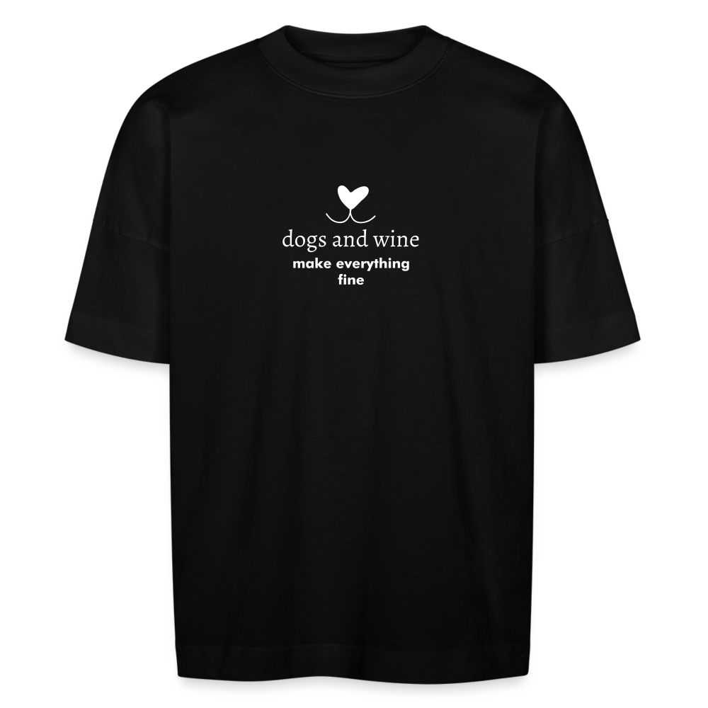 "Dogs & Wine" | Unisex Oversize Bio T-Shirt - Schwarz