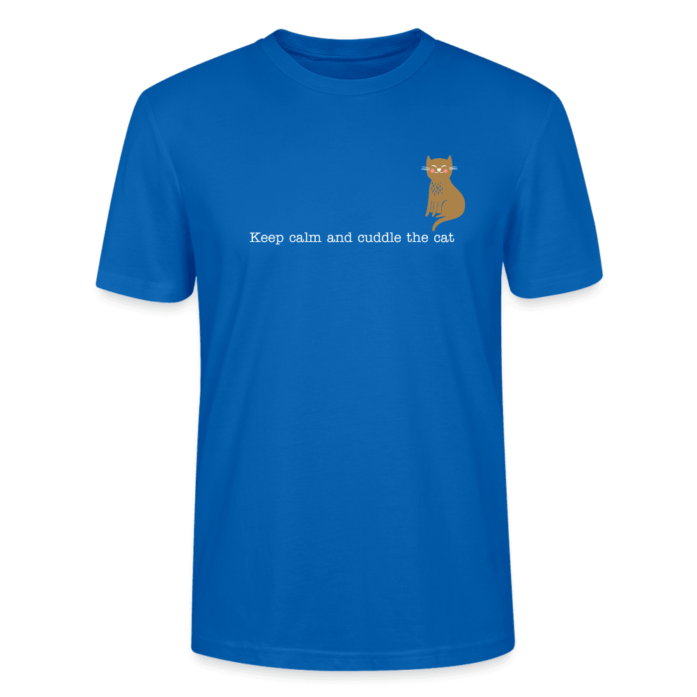 &quot;Keep calm and cuddle the cat&quot; | Männer Bio-T-Shirt - Pfauenblau