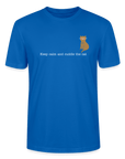 "Keep calm and cuddle the cat" | Männer Bio-T-Shirt - Pfauenblau