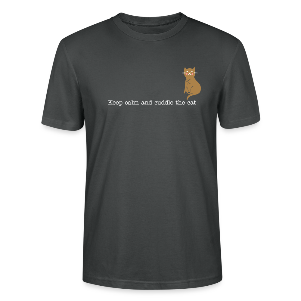 "Keep calm and cuddle the cat" | Männer Bio-T-Shirt - Anthrazit