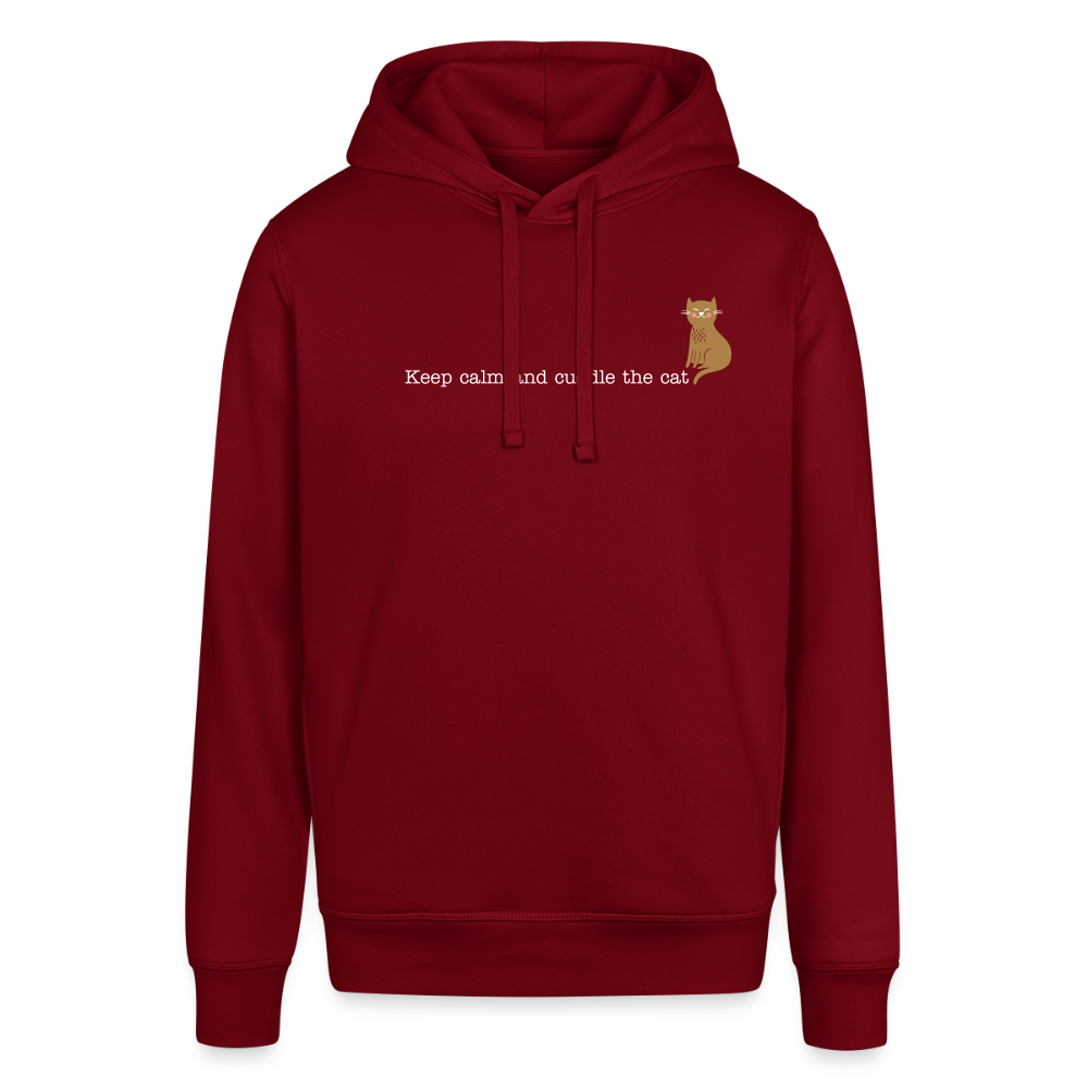 "Keep calm and cuddle the cat" | Unisex Bio Hoodie - Burgunderrot