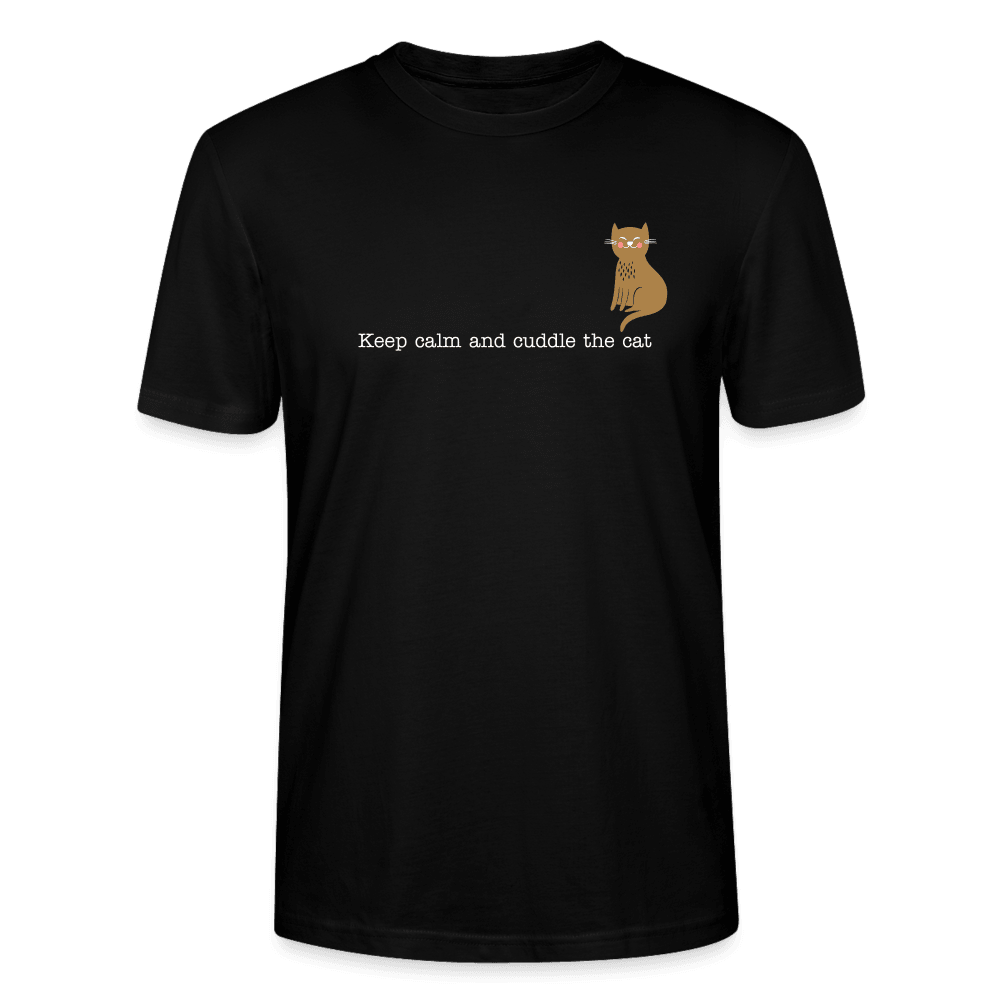 &quot;Keep calm and cuddle the cat&quot; | Männer Bio-T-Shirt - Schwarz