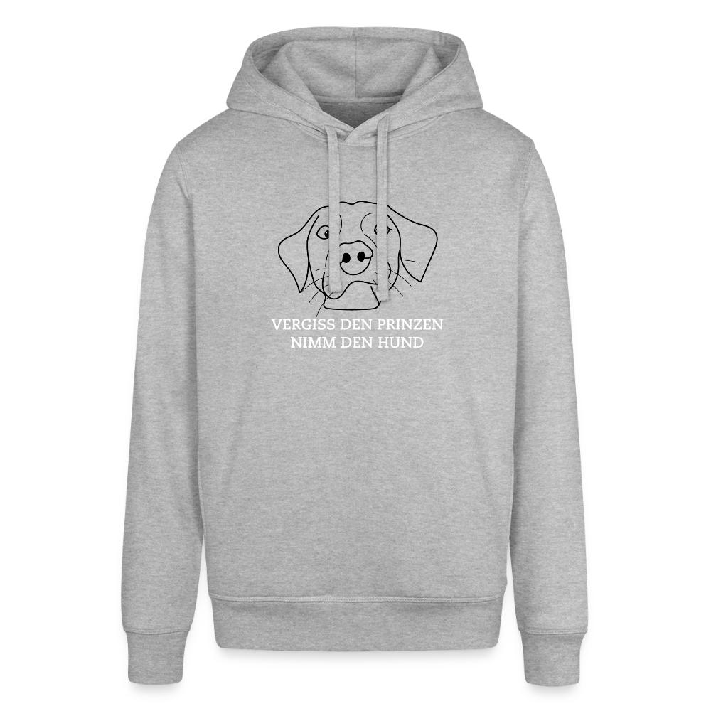 "Vegiss den Prinzen, nimm den Hund!" | Frauen Bio-Hoodie - Grau meliert