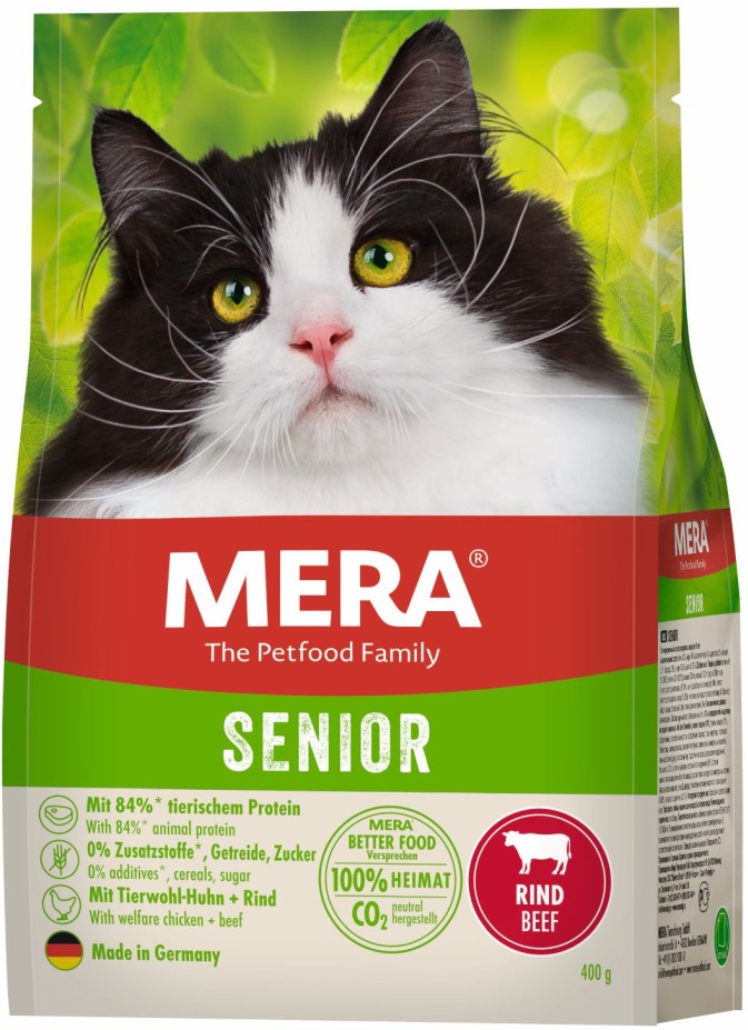 Artikel mit dem Namen Mera Cats Senior Rind im Shop von zoo.de , dem Onlineshop für nachhaltiges Hundefutter und Katzenfutter.