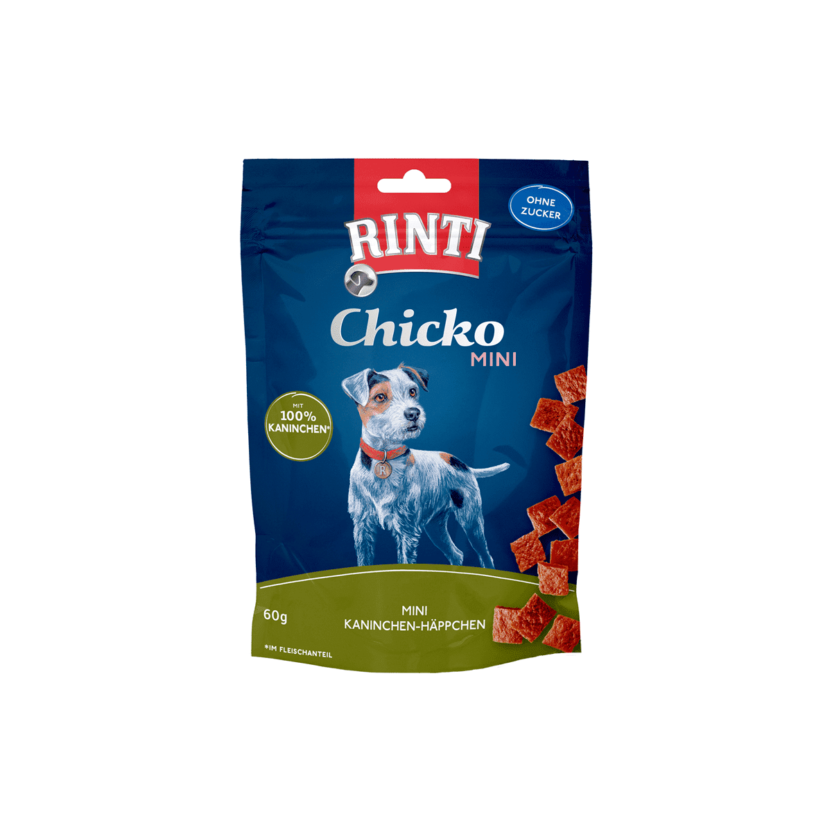 Artikel mit dem Namen Rinti Snack Chicko Mini Kaninchen & Häppchen im Shop von zoo.de , dem Onlineshop für nachhaltiges Hundefutter und Katzenfutter.