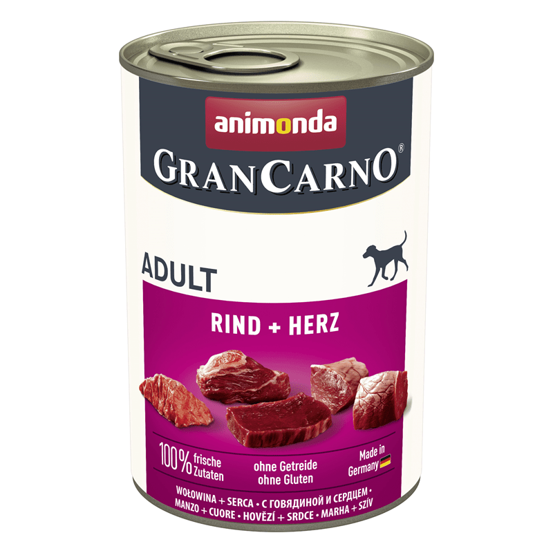 Artikel mit dem Namen Animonda Dog GranCarno Adult Rind & Herz im Shop von zoo.de , dem Onlineshop für nachhaltiges Hundefutter und Katzenfutter.