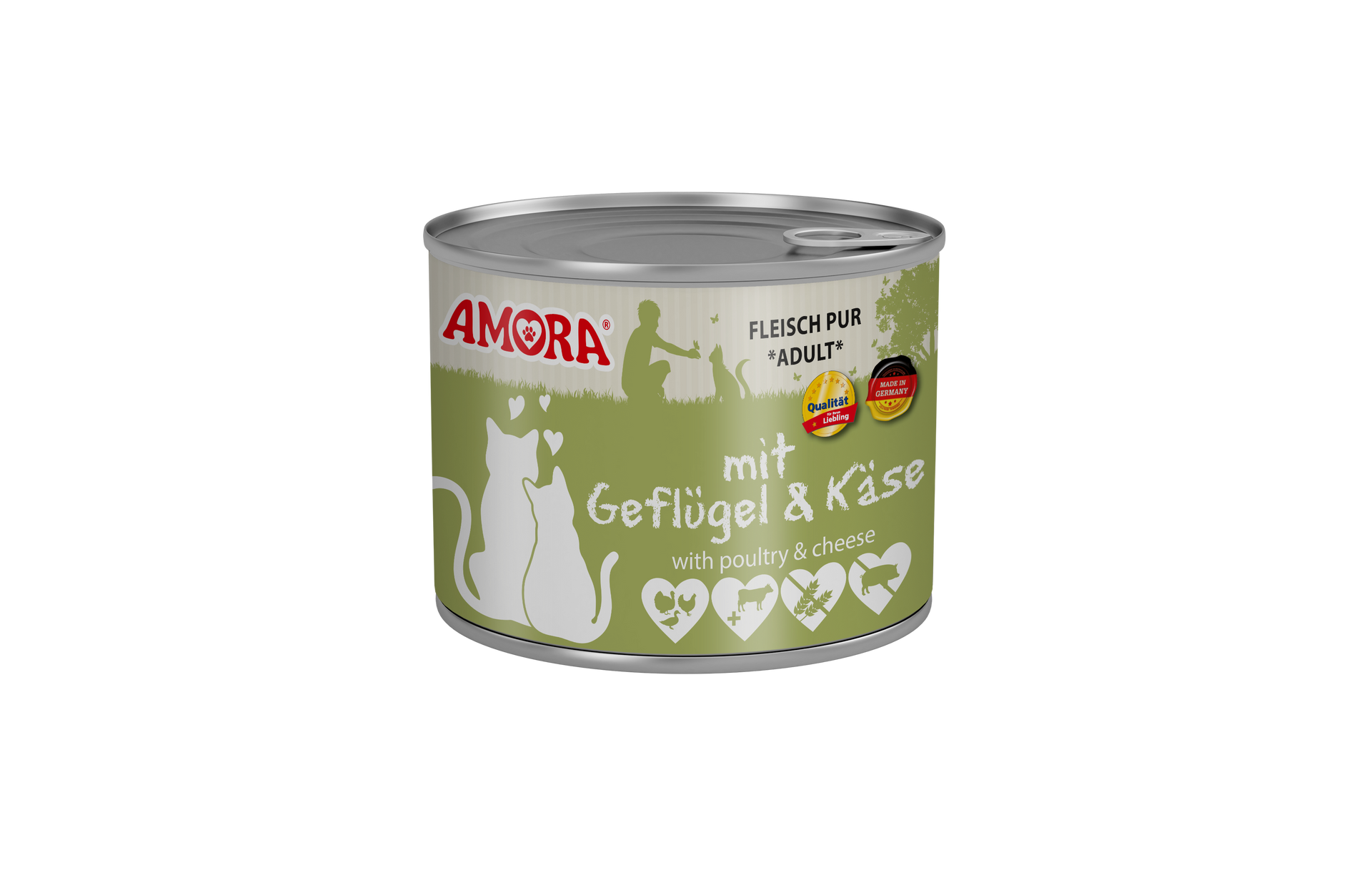 AMORA Fleisch Pur mit Geflügel+Käse – Katzenfutter – zoo.de