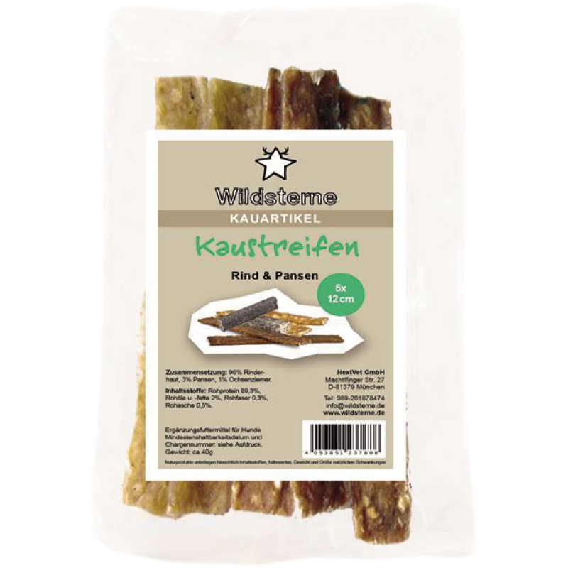 Wildsterne Kaustreifen Rind + Pansen 5x12 cm