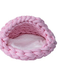 Quapas Katzenbett Iglu geflochten – Rosa