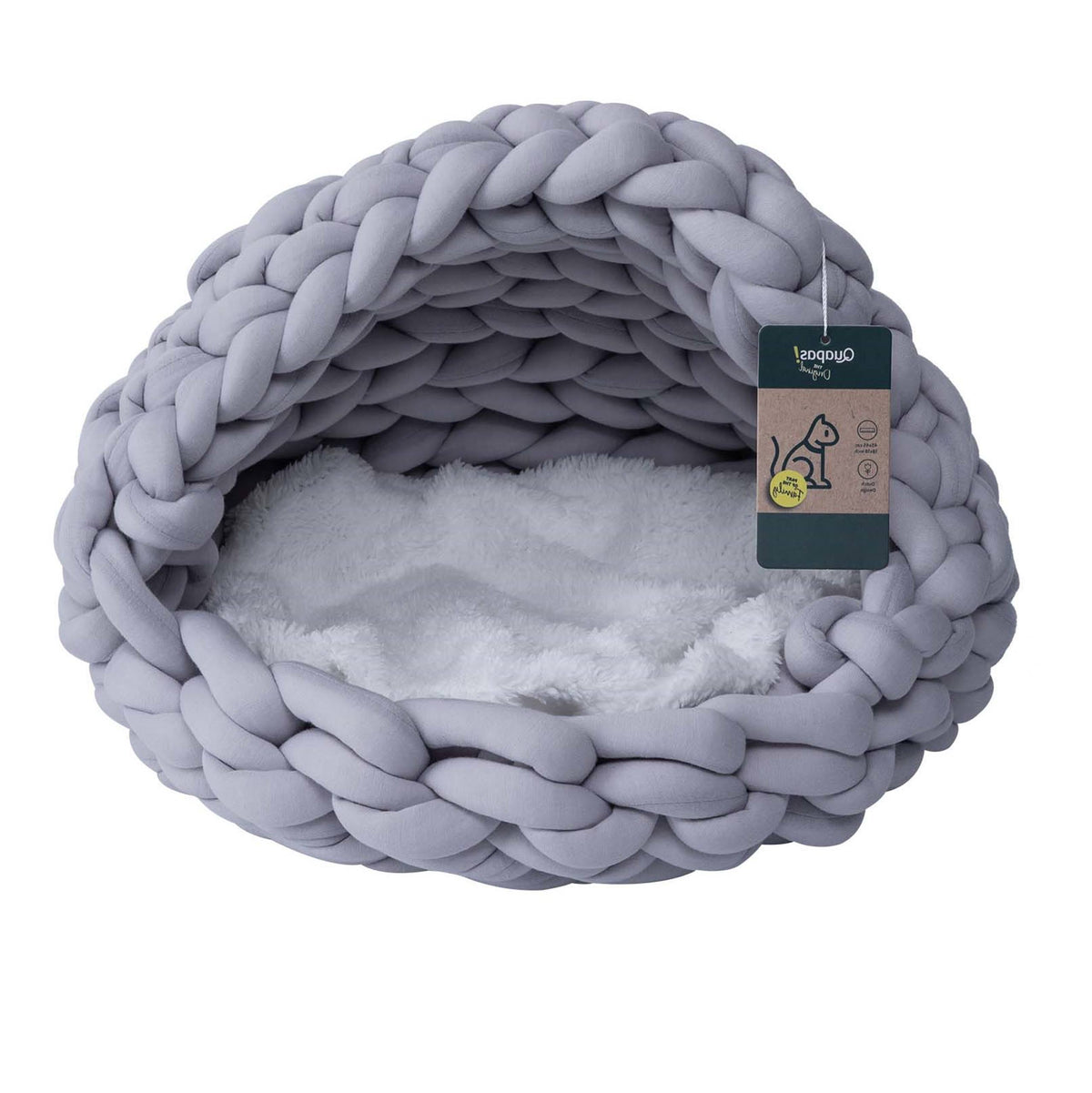 Quapas Katzenbett Iglu geflochten – Grau