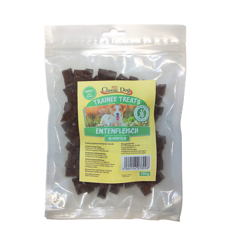 Classic Dog Snack Trainee Treats Entenfleisch in Würfeln