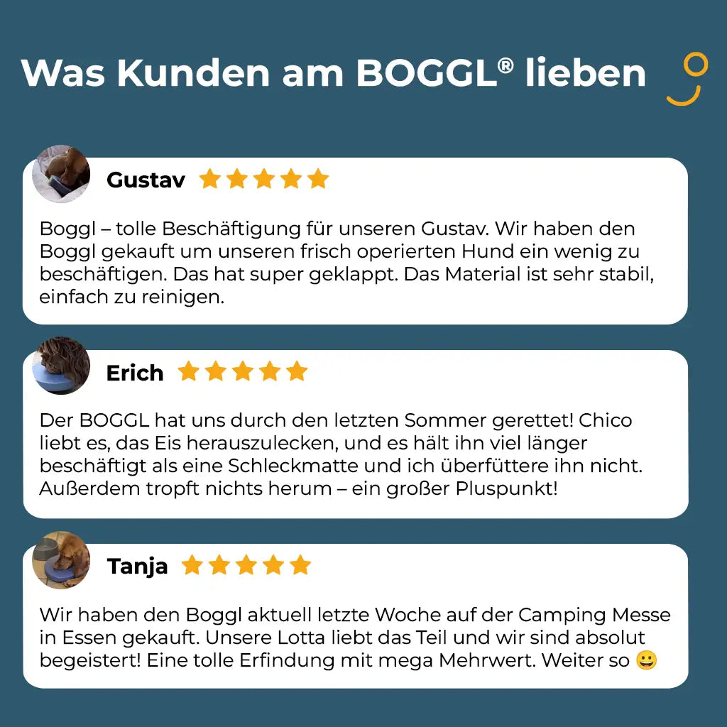 Einsteiger-Set BOGGL® M für große Hunde (15-30 kg): Schleckspielzeug + Form