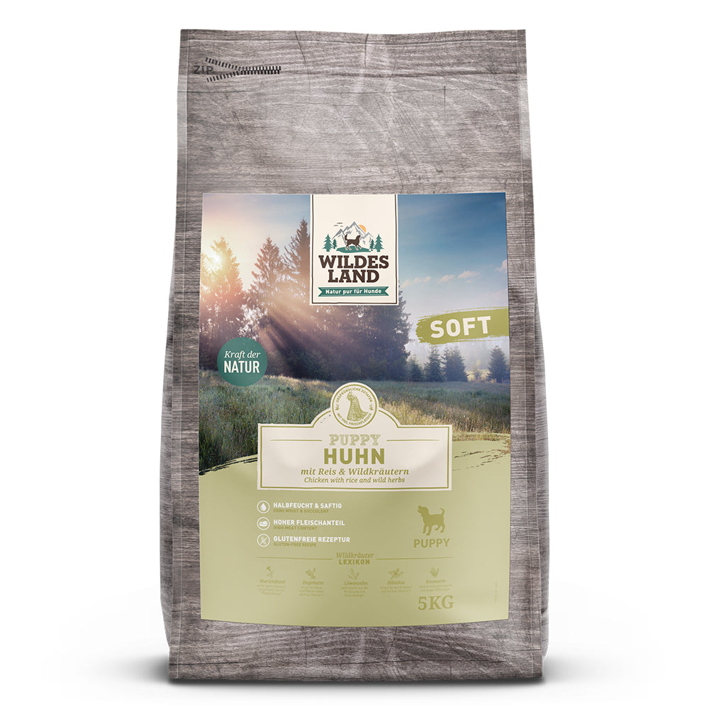 Wildes Land Hund Puppy Huhn mit Reis und Wildkräutern Soft